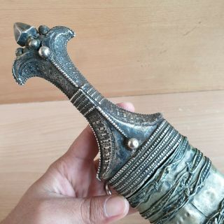 20 Old Rare Antique Islamic Yemeni Carved Dagger Jambiya Khanjar Silver Handle 7