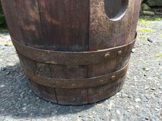 Antique Wood Whiskey Beer Keg Barrel Cowboy Western Country Open Top 16 1/2 ' H 9
