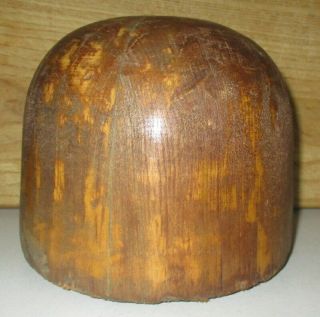 Antique Round Millinery Wood Hat Block Form Mold 22 3/4 " Base Circumference