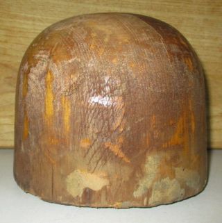 ANTIQUE ROUND MILLINERY WOOD HAT BLOCK FORM MOLD 22 3/4 