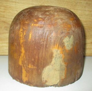 ANTIQUE ROUND MILLINERY WOOD HAT BLOCK FORM MOLD 22 3/4 