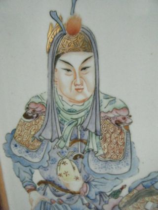 CHINESE PAINTING ON PORCELAIN IN WIDE WOODEN CUSTOM FRAME ARTIST SIGNE 10