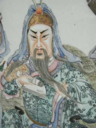 CHINESE PAINTING ON PORCELAIN IN WIDE WOODEN CUSTOM FRAME ARTIST SIGNE 9