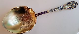 Gorham Old Medici Enameled Large Salad Or Berry Spoon Really Rare And