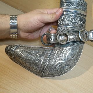 18 Old Rare Antique Islamic Omani Silver Dagger Jambiya Jambya Khanjar Bedouin 4