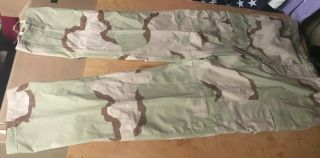 Propper Dcu Tan Desert 3 - Color Camo Combat Bdu Pants Large Long L L Ripstop Usgi