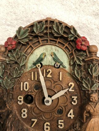 1930’s Keebler/ Westclox Lovebirds Animated Pendulette Novelty Clock 2