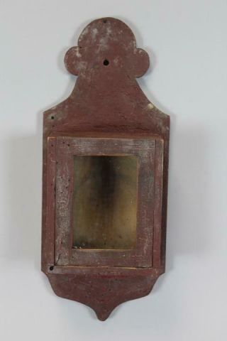 A VERY FINE 19TH C PENNSYLVANIA HANGING WATCH BOX IN BEST RED PAINT 2