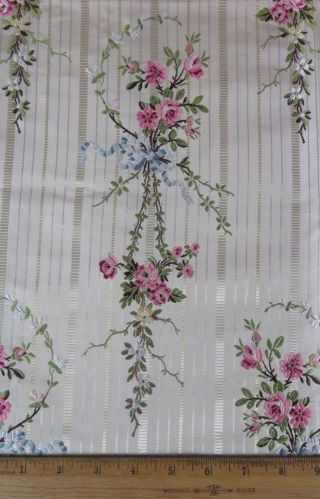 Antique French Lyon Silk Brocaded Panel Sample Fabric c1860 L - 34 