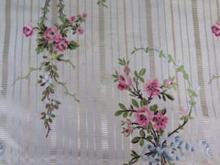 Antique French Lyon Silk Brocaded Panel Sample Fabric c1860 L - 34 