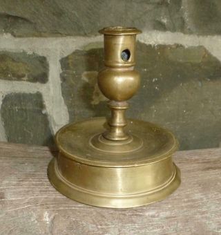 Great Period Brass 17th Century Capstan Candlestick Antique Early Lighting C1650