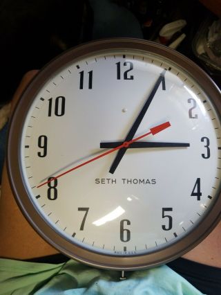 Vintage Seth Thomas School / Industrial Electric Wall Clock Bubble Glass 3