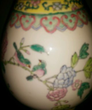 Vintage Chinese Large Hand Painted Famin Rose Vase13x8 inch sing 3