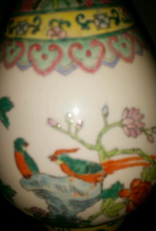 Vintage Chinese Large Hand Painted Famin Rose Vase13x8 inch sing 6