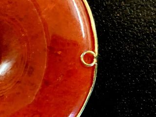 CHINESE 18K GOLD AND RED ROUND JADE PENDANT 5
