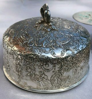 ORNATE GERMAN HANAU GILT STERLING SILVER BUTTER DISH by STORCK SINSHEIMER 553g 8