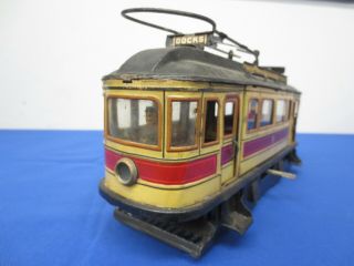 Early 1900’s Large Gunthermann Tin - Trams Floor Windup Trolley 5