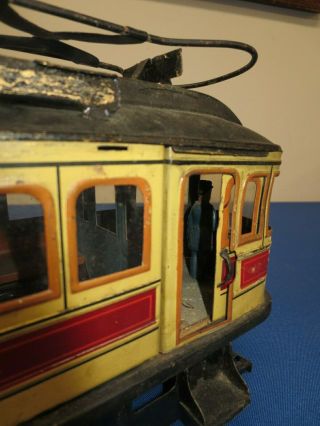 Early 1900’s Large Gunthermann Tin - Trams Floor Windup Trolley 9