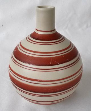 Mid Century Modern Scandinavian Striped Ceramic Vase,  Signed