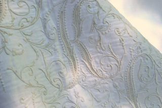 Estate Antique Double Damask Snow White Linen Cloth W/two Pretty Monograms Klc