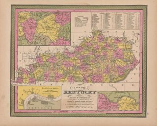 Kentucky Vintage Map Mitchell 1847