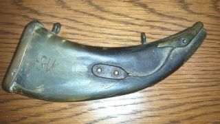 18th Century Flintlock Powder Horn With Locking Mechanism