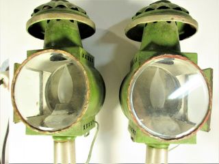 PAIR 19TH C.  HORSE DRAWN CARRIAGE LAMPS,  ELECTRIC ADAPTED,  READY TO HANG IN HOME 2