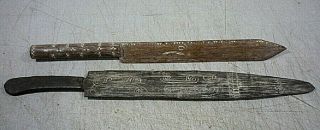 Two Vintage War Clubs Pacific Island Polynesian Fiji Samoan Tongan Wooden Knives