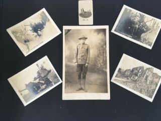 c1918 WWI PHOTO ALBUM Soldier Portraits,  Snapshots,  Europe War Scene Postcards 5