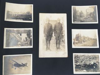 c1918 WWI PHOTO ALBUM Soldier Portraits,  Snapshots,  Europe War Scene Postcards 9