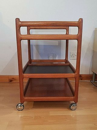 JOHANNES ANDERSEN TEAK COCKTAIL TROLLEY FOR SILKEBORG DENMARK C.  1960 ' S RARE 7