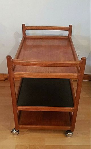 JOHANNES ANDERSEN TEAK COCKTAIL TROLLEY FOR SILKEBORG DENMARK C.  1960 ' S RARE 8