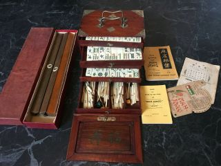 Antique Vintage B & Bamboo Mahjong Game Tile Set Mah Jong