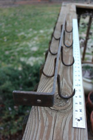 Antique Primitive Wrought Iron Hanging Meat Rack Hook Butcher 6