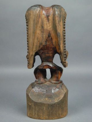 Old HAWAII HAWAIIAN TIKI God Figure Wood Carving Sculpture 11.  75 inch 7