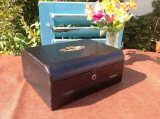 Antique Victorian Leather Campaign Writing Box With Brass Quality c1880 ' s 11