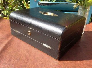 Antique Victorian Leather Campaign Writing Box With Brass Quality c1880 ' s 12