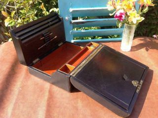 Antique Victorian Leather Campaign Writing Box With Brass Quality c1880 ' s 8