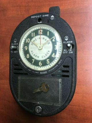 Vintage Antique Coin Op Dime A Wake Hotel Alarm Clock Trade Stimulator