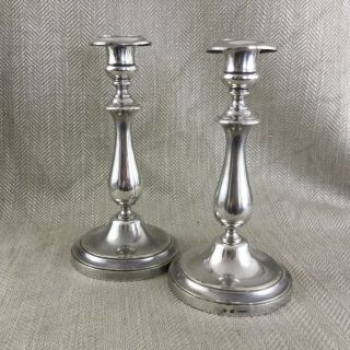 Christofle Silverplate Candlesticks Candle Sticks Antique French Pair 9