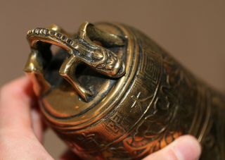 Antique Chinese bronze carved Dragon Bell,  Xuande mark,  19th Century,  QING. 10
