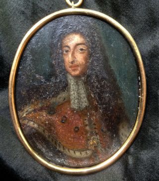 Rarest C1690 Oil Portrait Miniature King William Iii Of England Orange Military