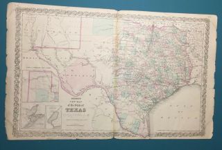 Antique 1861 Colton’s Map Of The State Of Texas 12