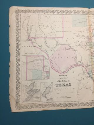 Antique 1861 Colton’s Map Of The State Of Texas 2