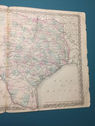 Antique 1861 Colton’s Map Of The State Of Texas 3