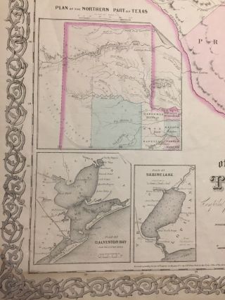 Antique 1861 Colton’s Map Of The State Of Texas 5