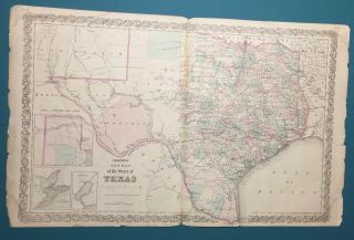 Antique 1861 Colton’s Map Of The State Of Texas 6