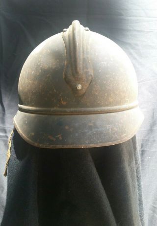 WWI FRENCH m15 ADRIAN infantry HELMET with LINER & CREST 6