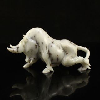 Chinese Natural Hetian Jade Fortune Ox Statue