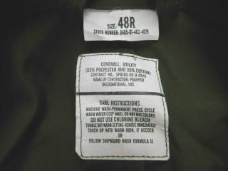 USN US Navy Military Propper Poly/Cotton Green Work Utility Coveralls 48 Regular 5